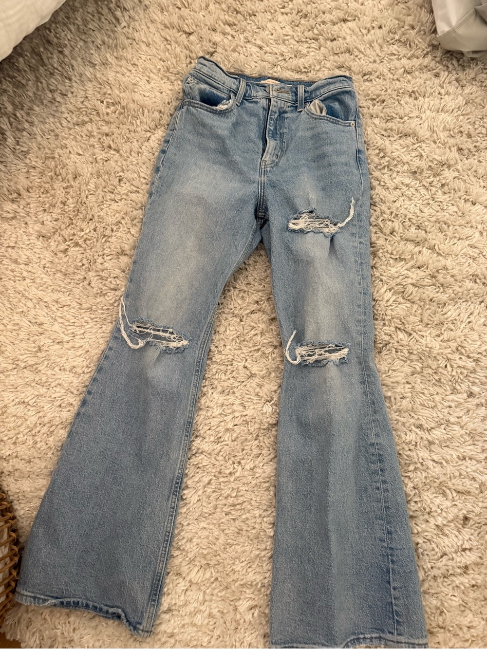 Levi's Light Blue Distressed Flare Jeans - Women's